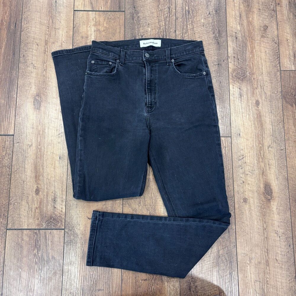 Reformation Jeans Womens 30 Black Liza Ultra High Rise Denim Straight Stretch - Picture 2 of 11